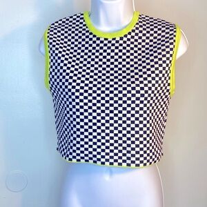 Black/White/Lime Checkered crop top size M (med) from ZARA